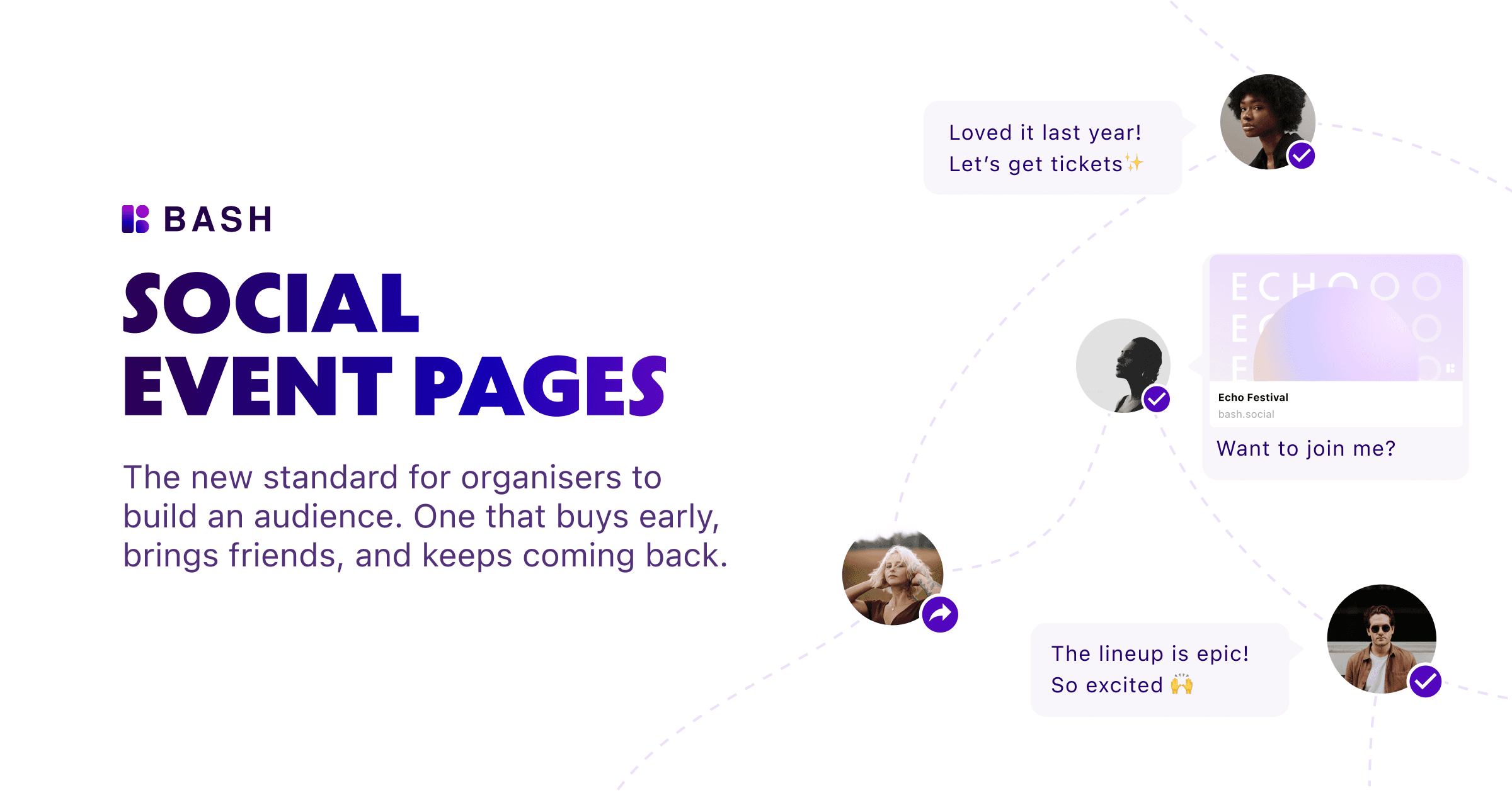 BASH social event pages and connected audiences